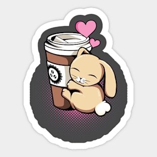 Bunny Hearts Coffee Sticker